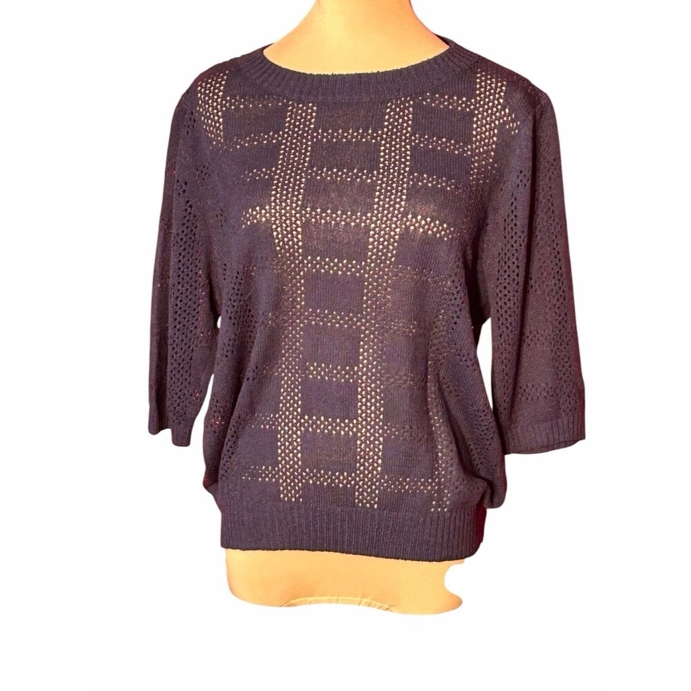 Dokotoo Open Knit Sweater Size Large Navy Blue Lightweight Pullover NWT